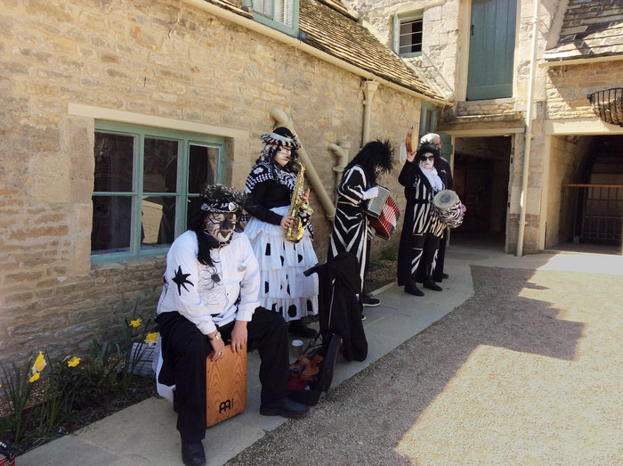 <p>The Band, finding some shelter from the sun. May Day is not always like that!</p>
